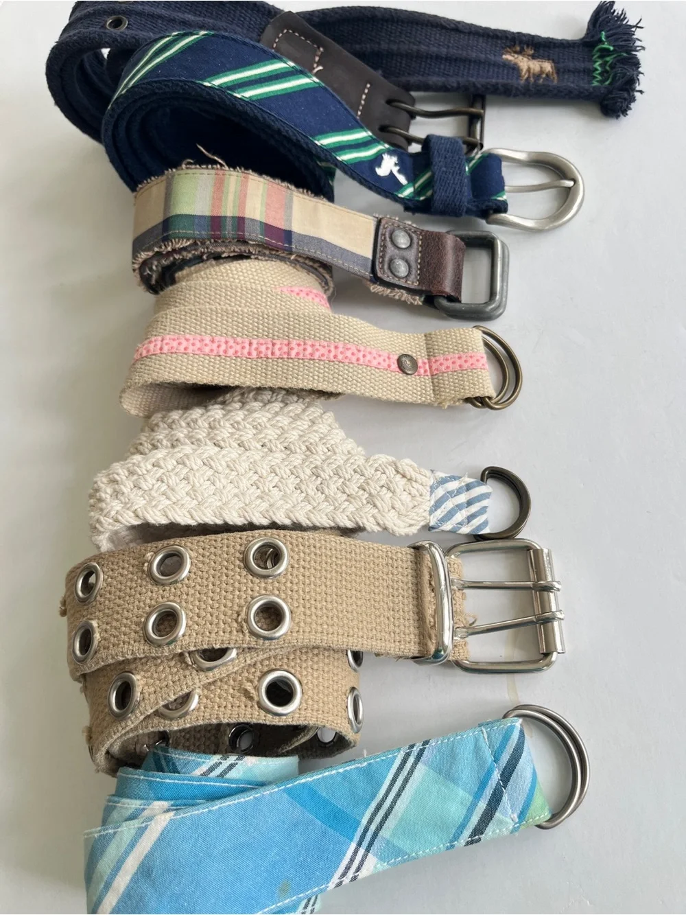Set 7 assorted adjustable belts womens kids boys girls stripe plaid solids ladie